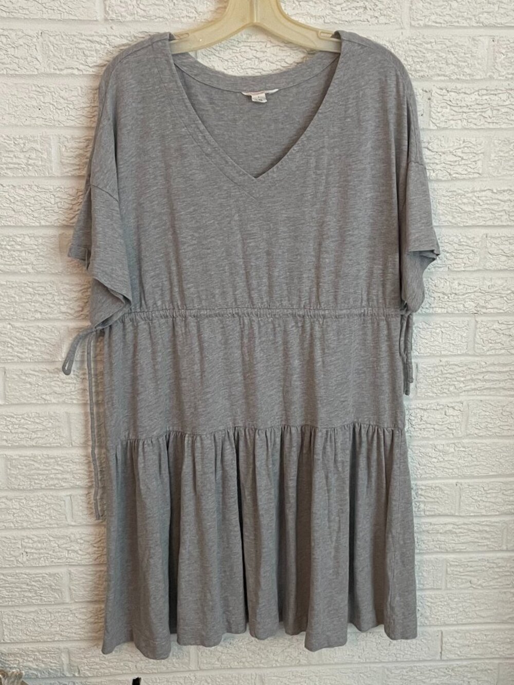 Gray grey v-neck dress with side ties